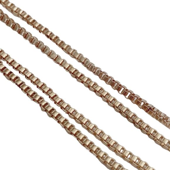 Gold Tone 2 Layered Box Chain Necklace Adjustable - Picture 4 of 6